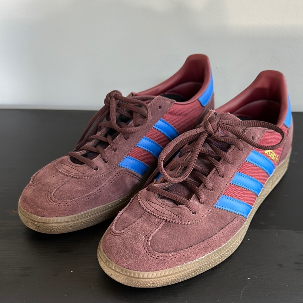Adidas Maroon and Blue Suede Sneakers